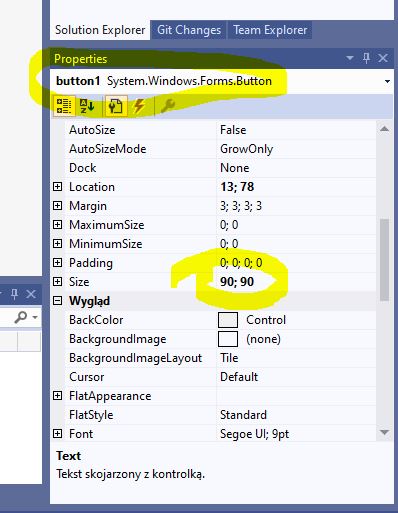 Aplikacja Windows Forms UI - właściwości przycisku