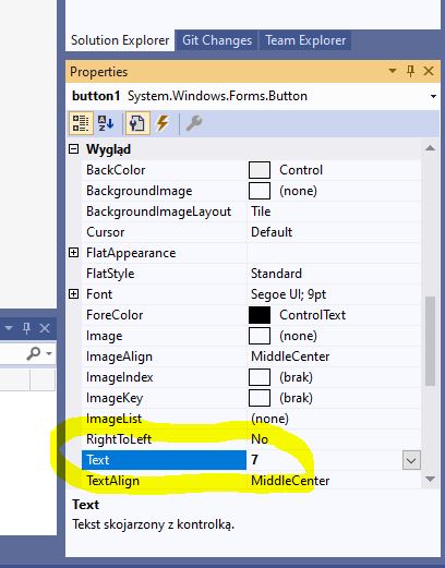 Aplikacja Windows Forms UI - ustawienie tekstu na przycisku