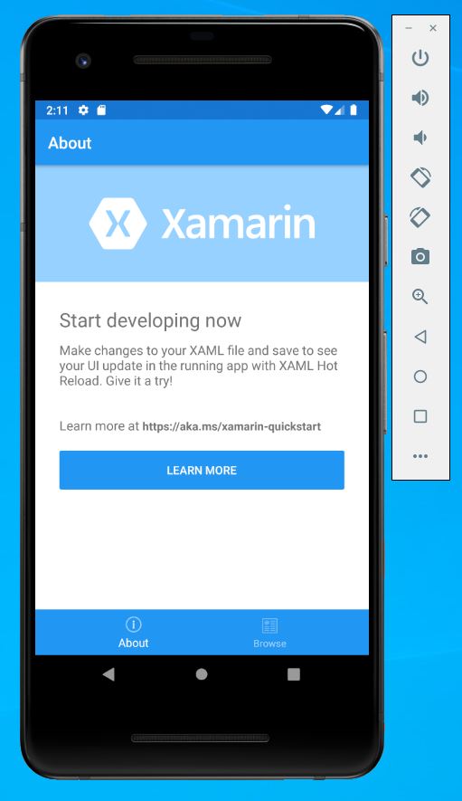 PIERWSZA APLIKACJA Mobilna XAMARIN w C# XAML – pierwsze uruchomienie symulatora