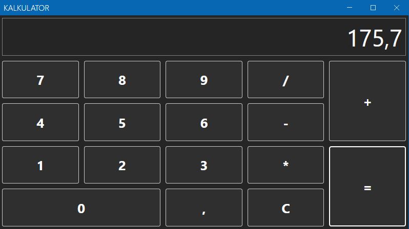PIERWSZA APLIKACJA Desktopowa WPF MVVM Logika - Kalkulator wyświetlenie wyniku