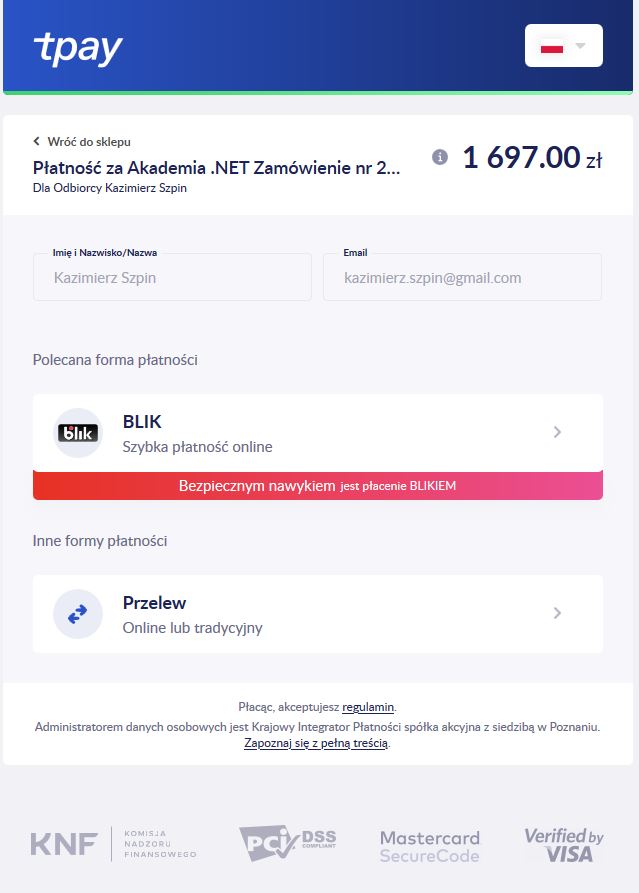 Zostań Programistą .NET tpay